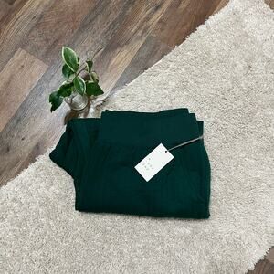 A New Day Size 1X Green Ribbed Relaxed Pull-On Fleece Jogger Sweatpants NWT